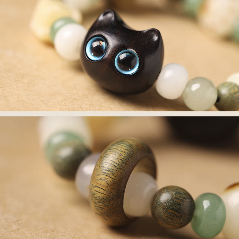 Bracelet unisexe Peace avec graines de Bodhi, bois de santal vert et aventurine verte