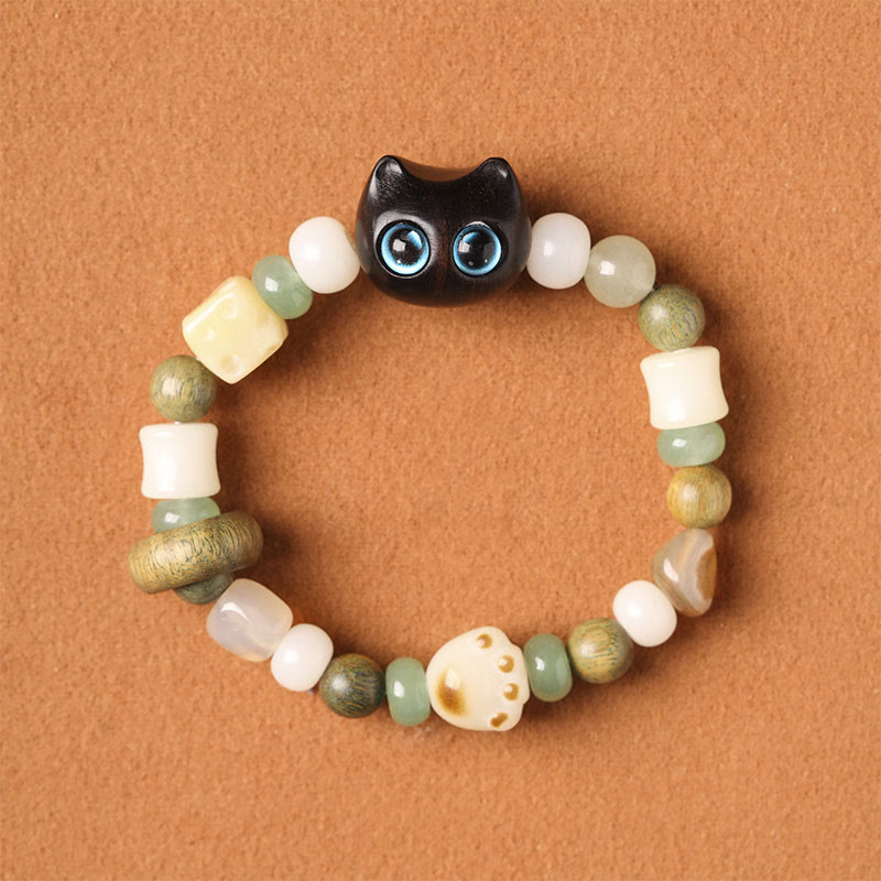Bracelet unisexe Peace avec graines de Bodhi, bois de santal vert et aventurine verte