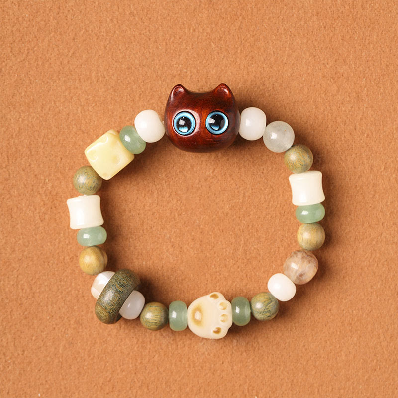 Bracelet unisexe Peace avec graines de Bodhi, bois de santal vert et aventurine verte