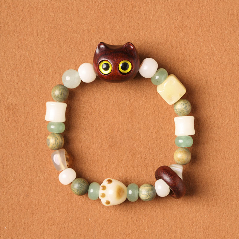 Bracelet unisexe Peace avec graines de Bodhi, bois de santal vert et aventurine verte