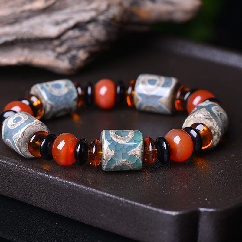 Bracelet de protection unisexe en agate à trois yeux