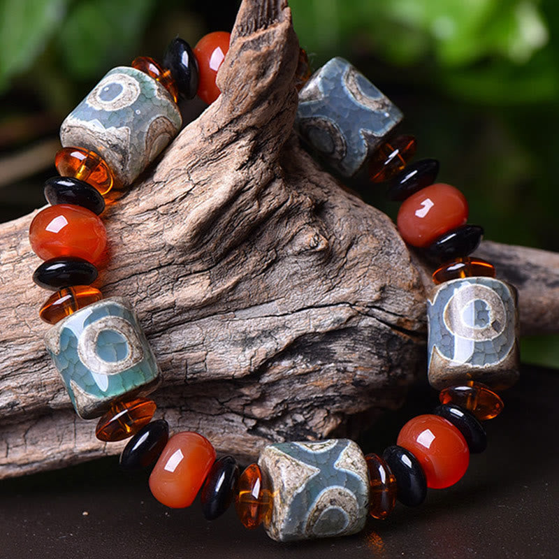 Bracelet de protection unisexe en agate à trois yeux