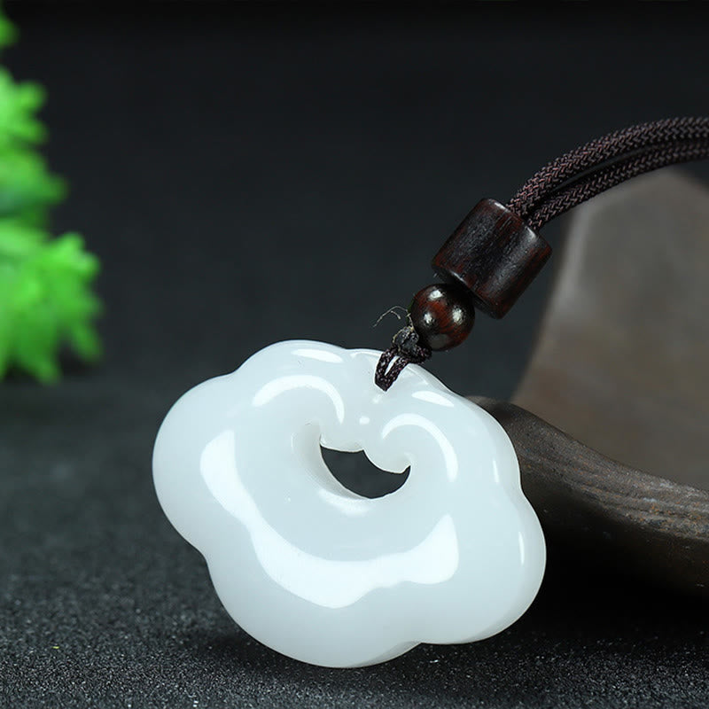 Collier unisexe en jade Tianshan avec cadenas chinois