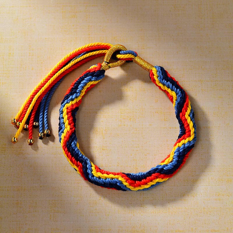 Bracelet unisexe tibétain porte-bonheur en corde rouge