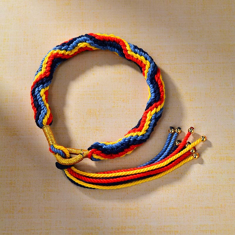 Bracelet unisexe tibétain porte-bonheur en corde rouge