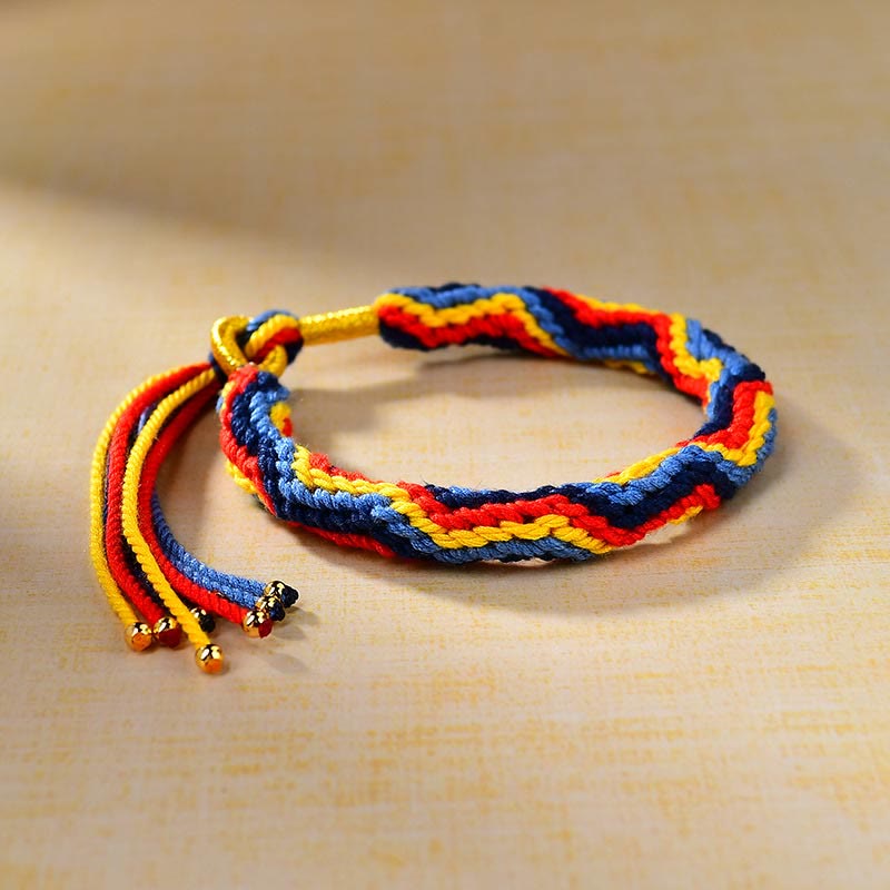 Bracelet unisexe tibétain porte-bonheur en corde rouge