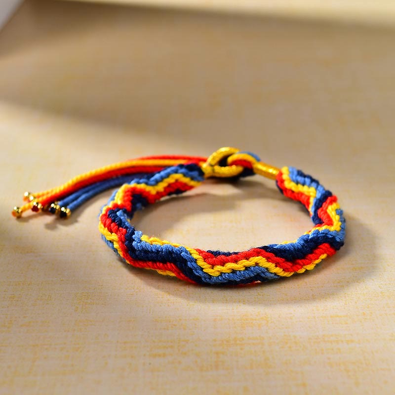 Bracelet unisexe tibétain porte-bonheur en corde rouge