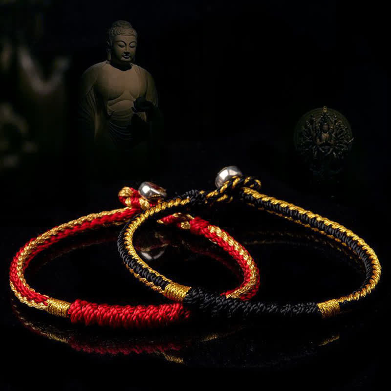 Bracelet de protection unisexe tibétain en fil rouge 14-19 cm
