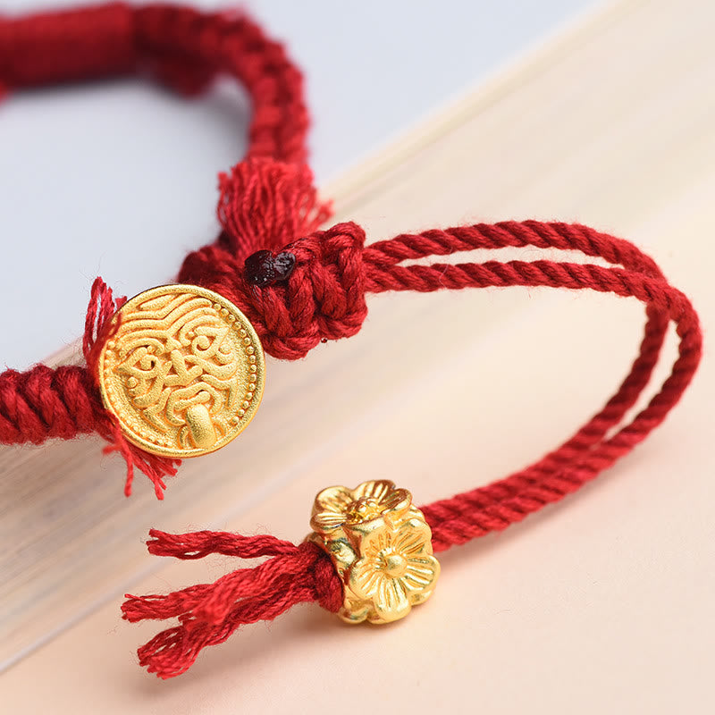 Bracelet tibétain unisexe en corde Zakiram, déesse de la richesse, avec pompon floral et protection