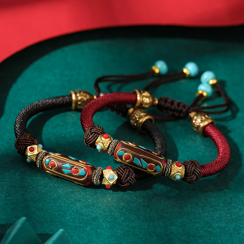 Bracelet unisexe tibétain turquoise Om Mani Padme Hum Strength