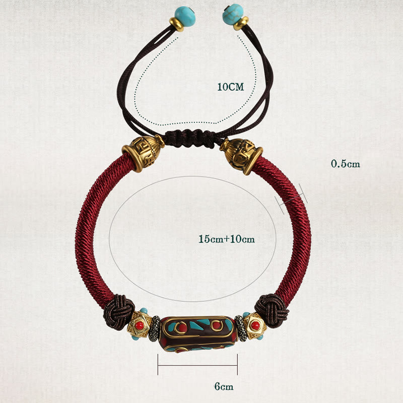 Bracelet unisexe tibétain turquoise Om Mani Padme Hum Strength