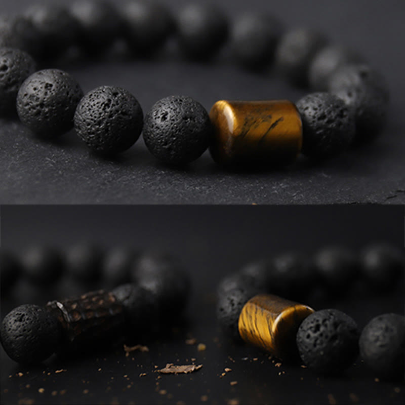 Bracelet de guérison unisexe en pierre de lave œil de tigre, perles de 10 mm