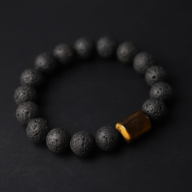 Bracelet de guérison unisexe en pierre de lave œil de tigre, perles de 10 mm