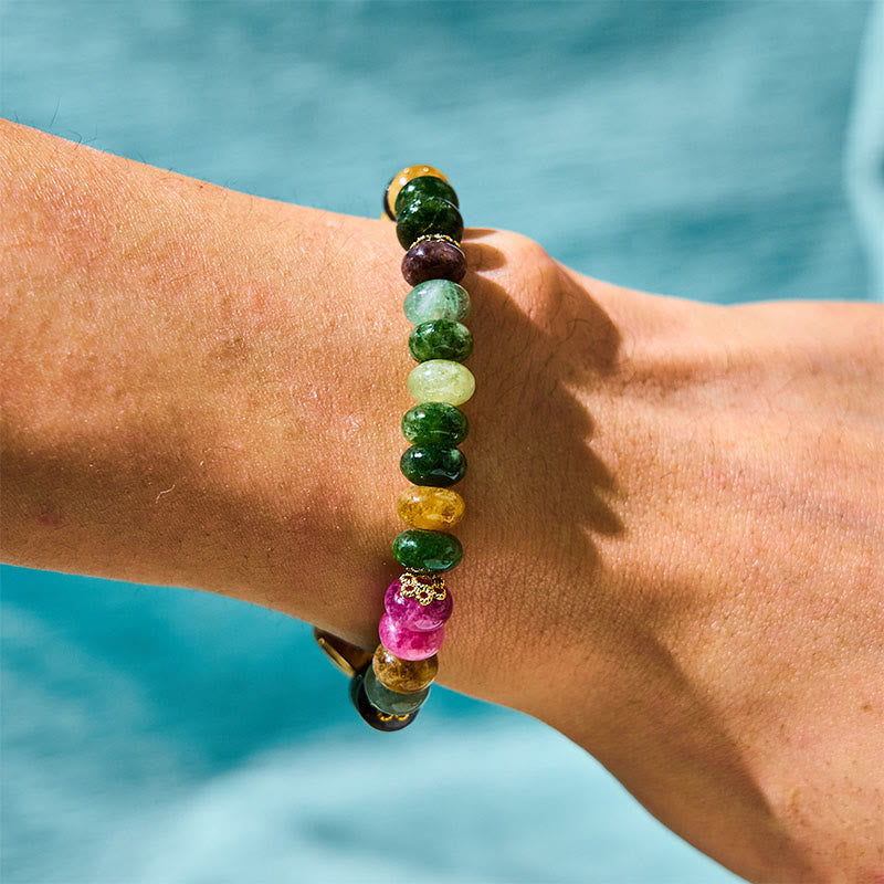 Bracelet unisexe en jade tourmaline Safe & Well Love 14-16 cm