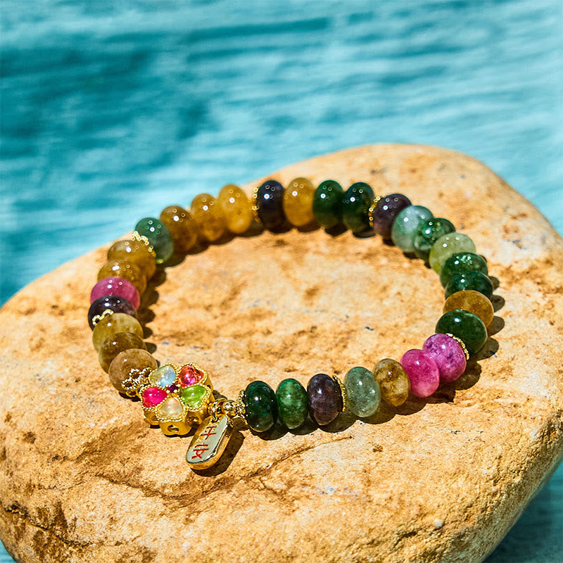 Bracelet unisexe en jade tourmaline Safe & Well Love 14-16 cm