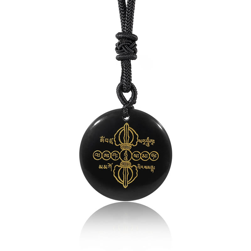 Collier d'obsidienne Vajra Dorje pour l'épanouissement spirituel