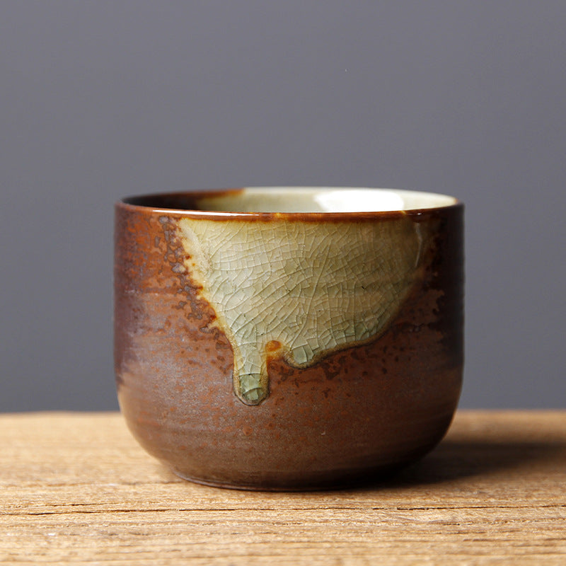 Tasse à thé vintage en céramique marron beige avec changement de four pour la méditation