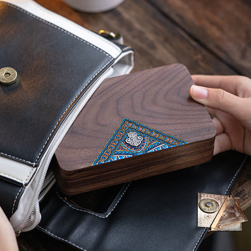 Boîte à bijoux vintage en bois de noyer noir, faite à la main