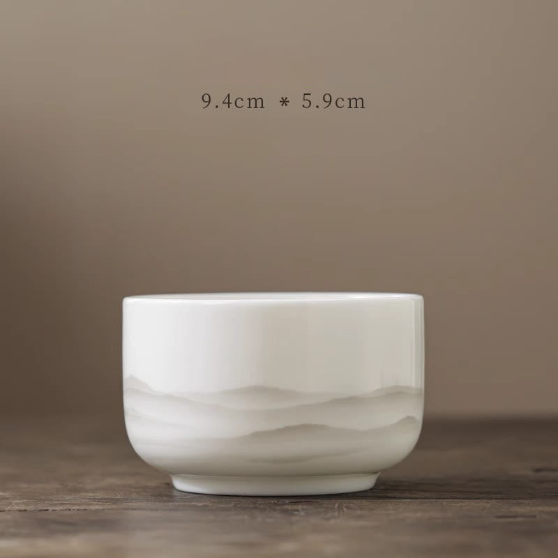 Ensemble de tasses à thé Gaiwan en porcelaine peinte à l'encre vintage pour la méditation