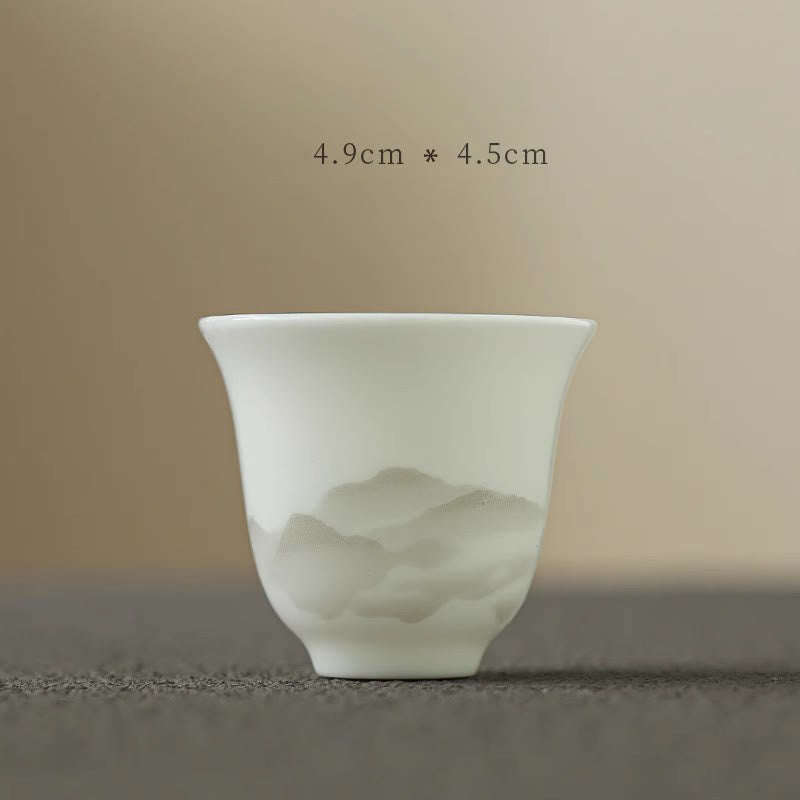 Ensemble de tasses à thé Gaiwan en porcelaine peinte à l'encre vintage pour la méditation