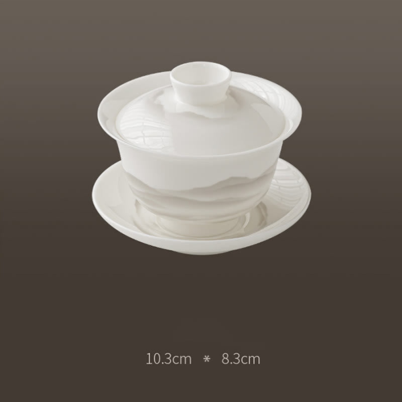 Ensemble de tasses à thé Gaiwan en porcelaine peinte à l'encre vintage pour la méditation