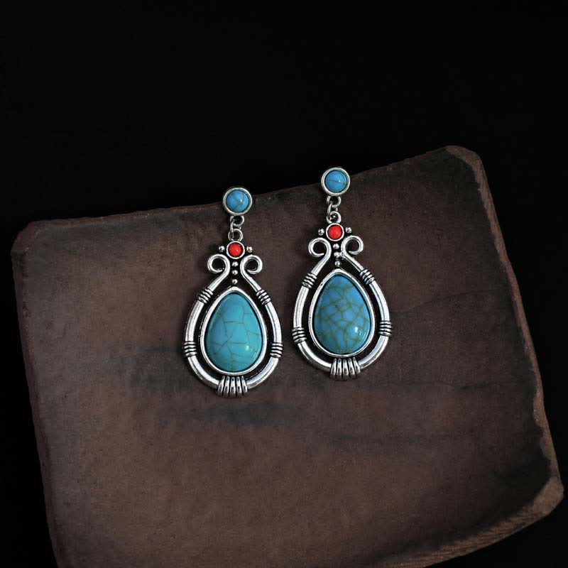 Boucles d'oreilles goutte d'eau turquoise vintage pour la force et l'équilibre
