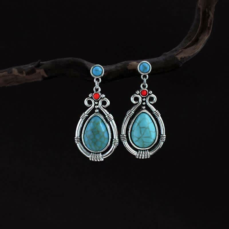 Boucles d'oreilles goutte d'eau turquoise vintage pour la force et l'équilibre