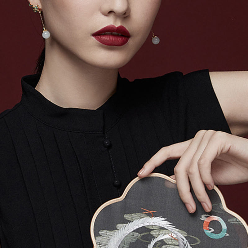 Boucles d'oreilles pendantes vintage en jade blanc et agate rouge pour la protection et la bénédiction