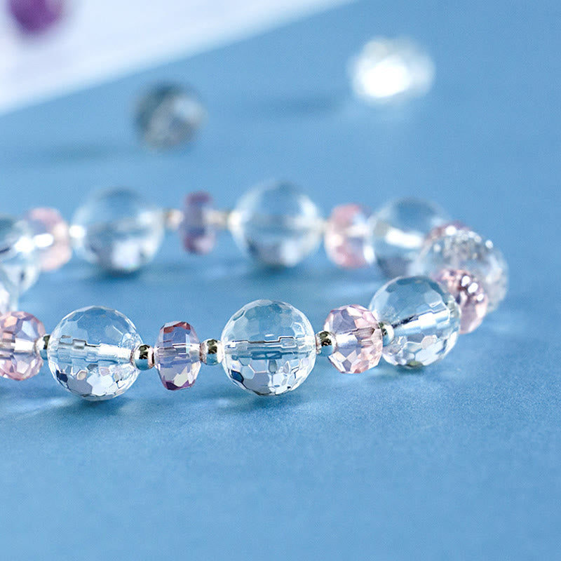 Bracelet Étoile de Protection en Cristal Blanc et Cristal Rose