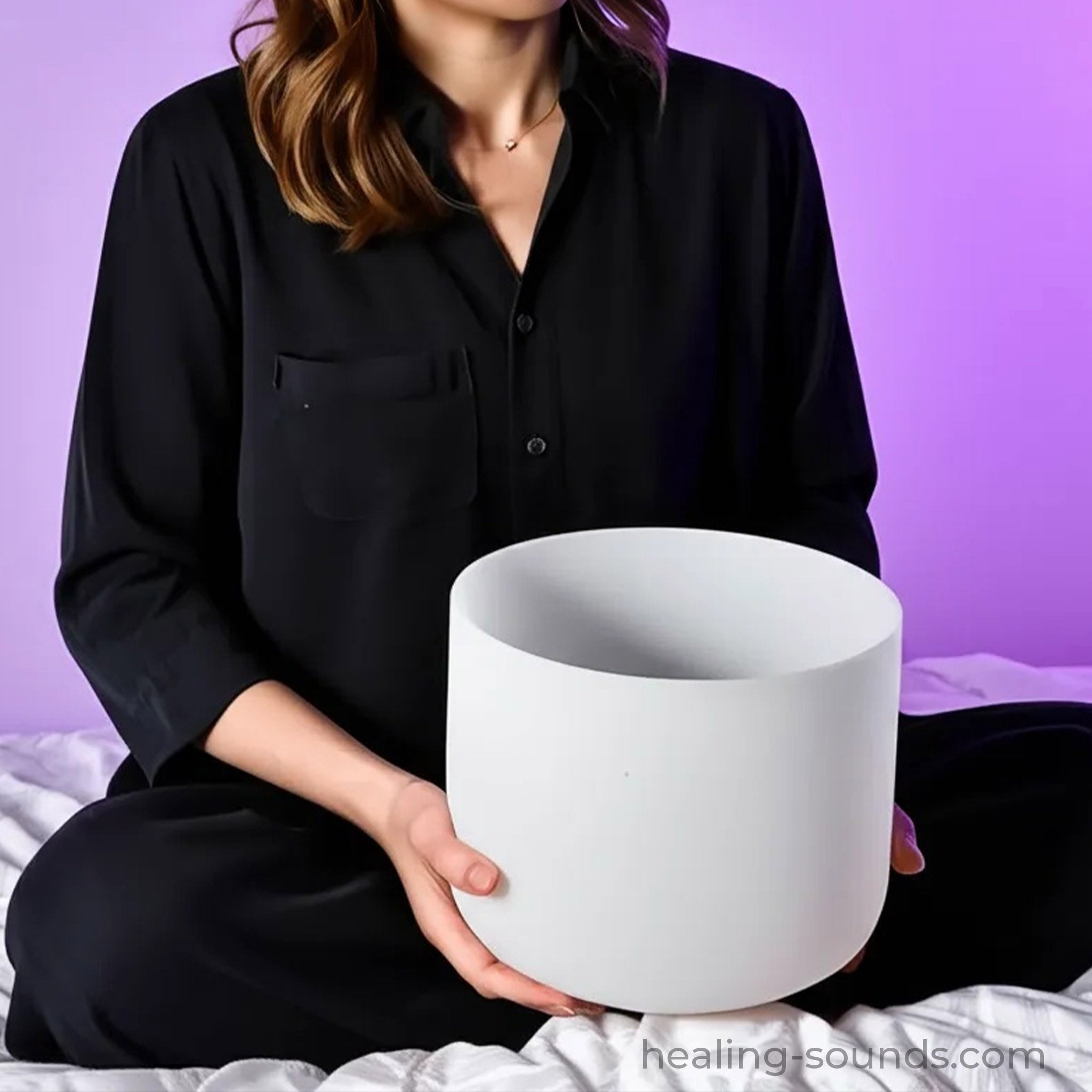 Bol chantant en cristal blanc 440 Hz – Bol sonore pour la guérison | 6/7/8/10/12/14 pouces