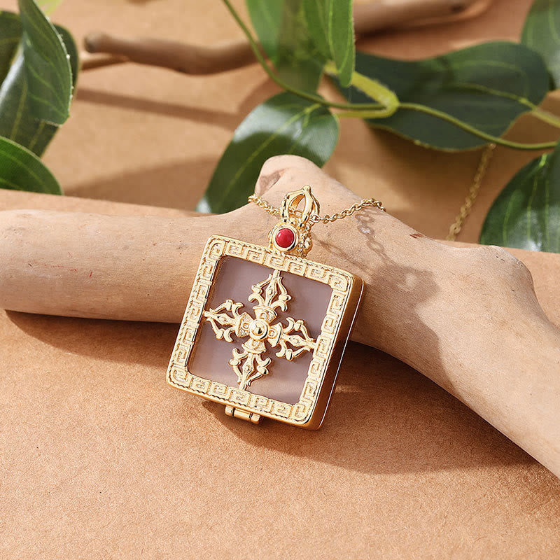 Collier Double Dorje en Jade Blanc pour la Protection et la Chance