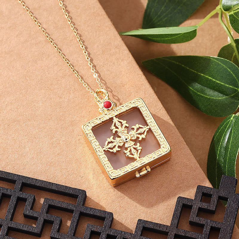 Collier Double Dorje en Jade Blanc pour la Protection et la Chance