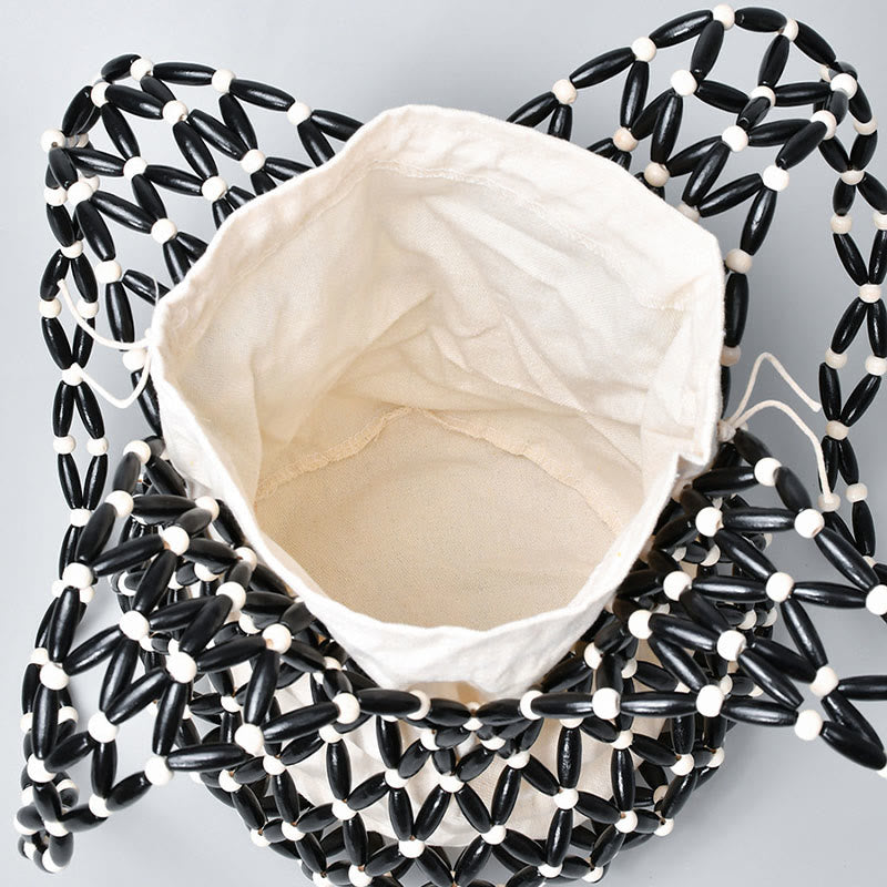 Sac à bandoulière en perles de bois pour accessoires spirituels