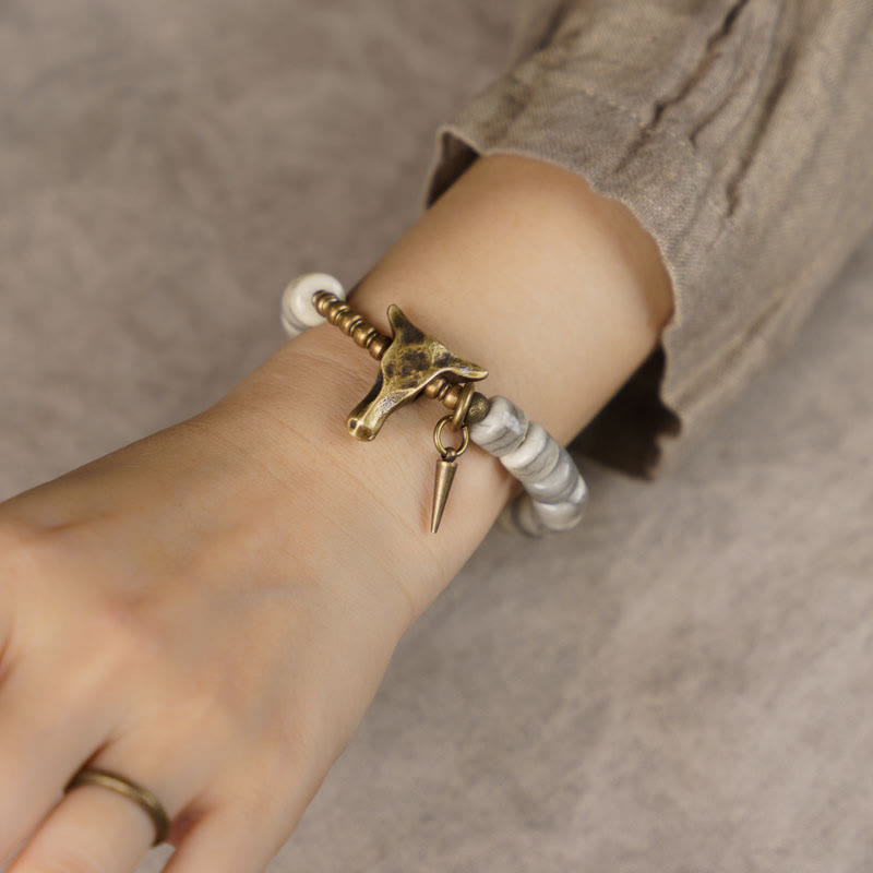Bracelet d'équilibre en cuivre et os de yak pour la protection spirituelle