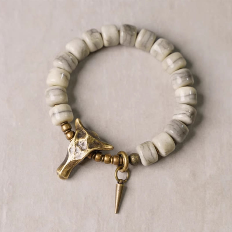 Bracelet d'équilibre en cuivre et os de yak pour la protection spirituelle