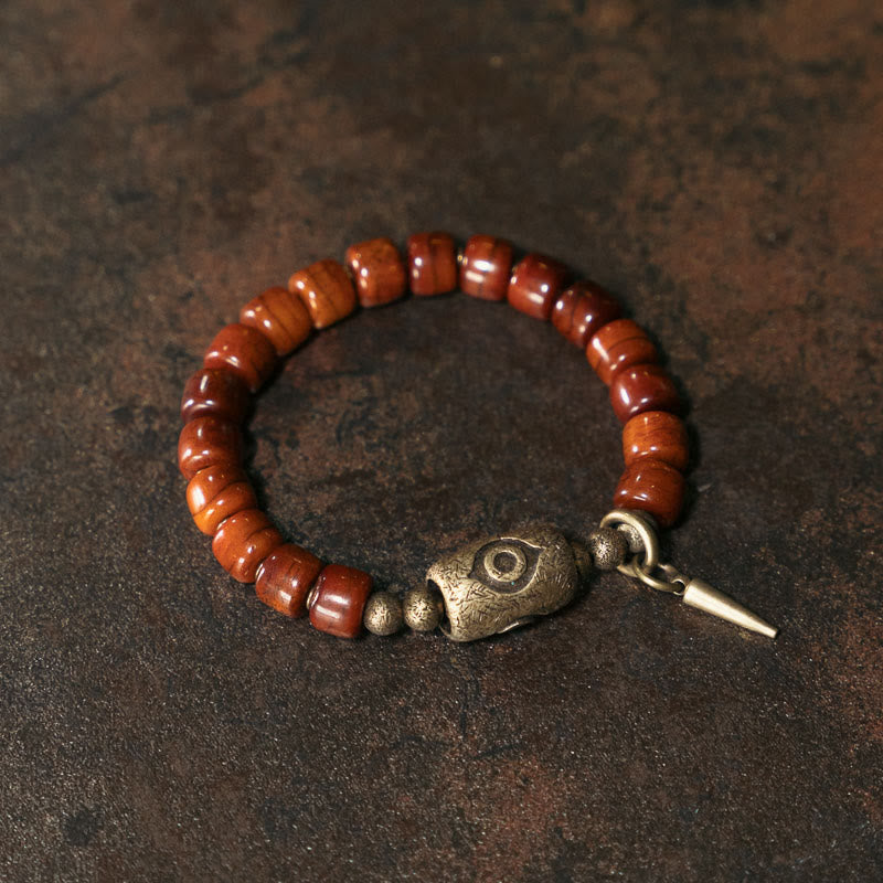 Bracelet de protection spirituelle en cuivre et os de yak 14-17,5 cm