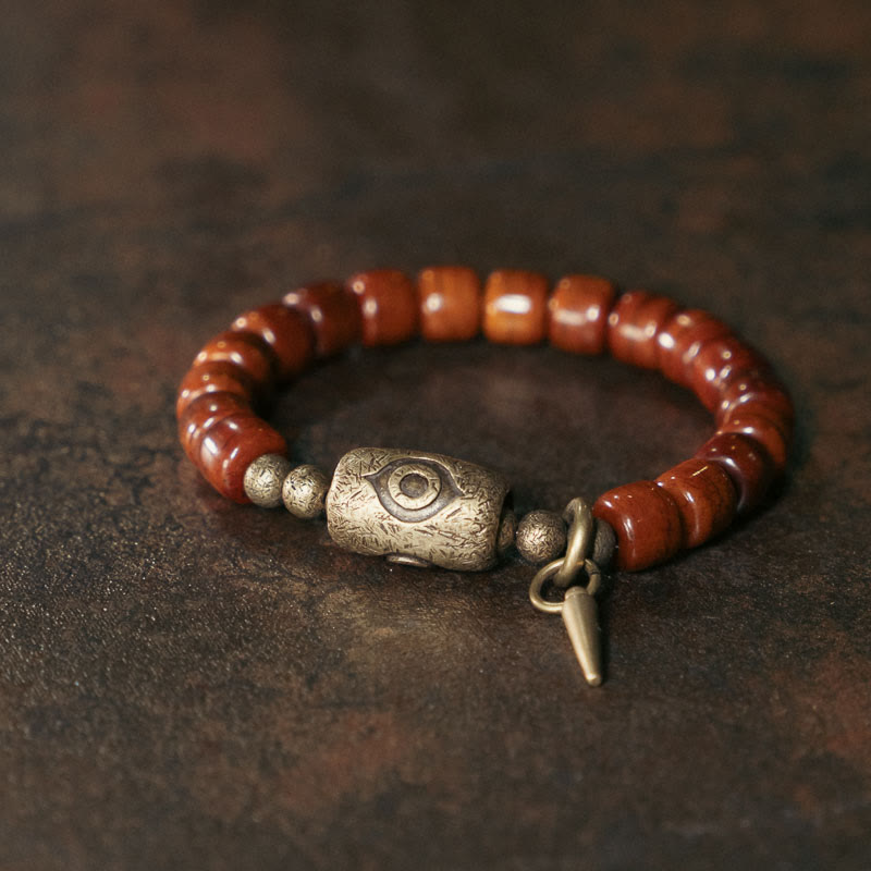 Bracelet de protection spirituelle en cuivre et os de yak 14-17,5 cm