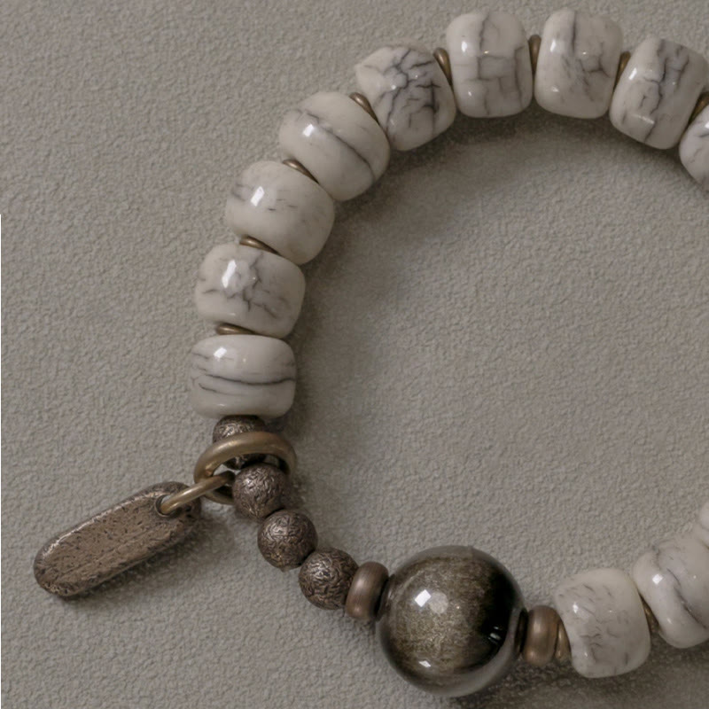 Bracelet unisexe en obsidienne dorée et os de yak