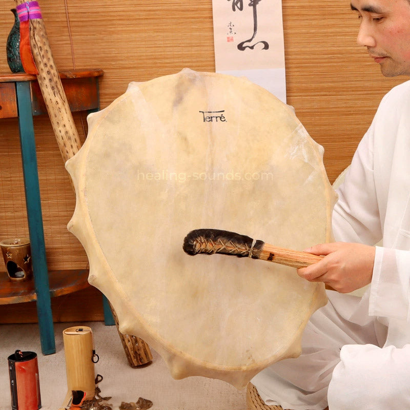 Tambour chamanique sibérien Yakut, instrument artisanal