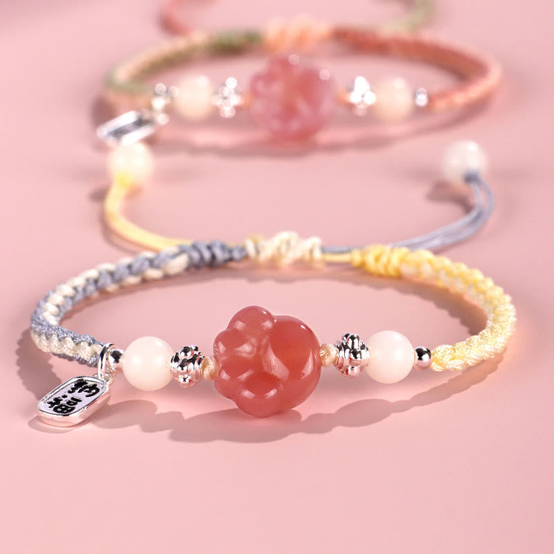 Bracelet en corde tressée positive avec caractère Fu en agate Yanyuan