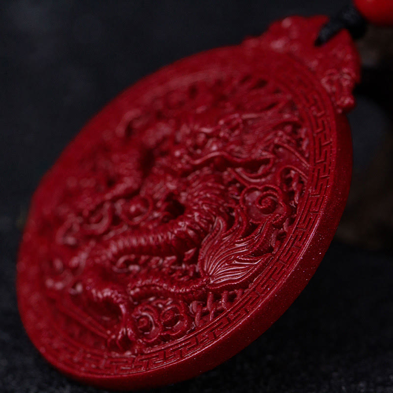 Collier pendentif de protection en cinabre de l'année du dragon