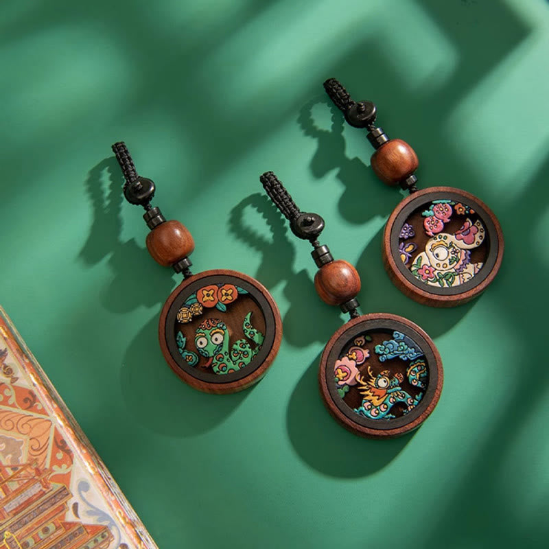 Porte-clés du zodiaque en palissandre de l'année du dragon