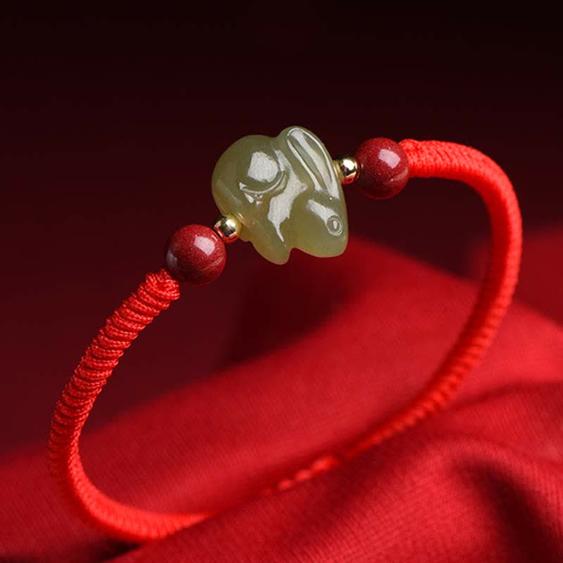 Bracelet d'abondance en jade Hetian de l'année du lapin
