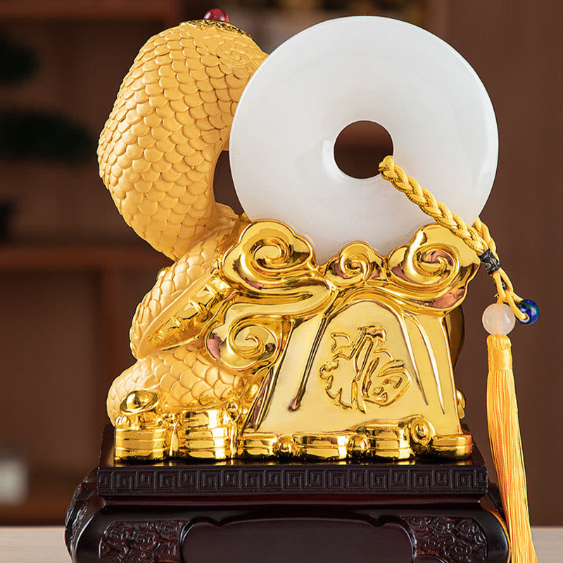 Statue spirituelle en résine avec boucle de paix de l'année du serpent, 28 cm