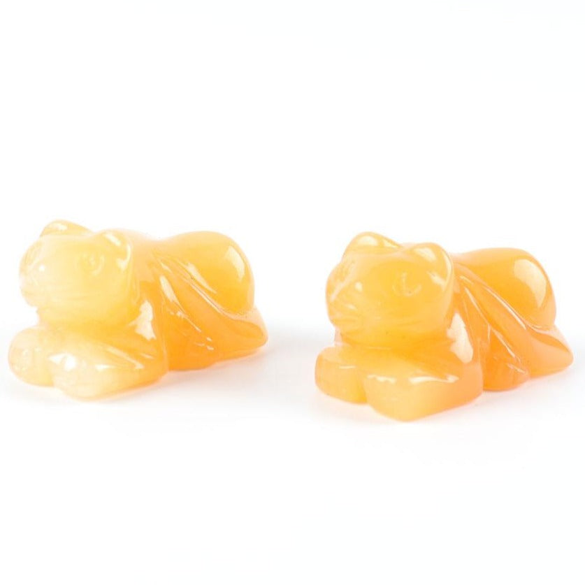 Figurine de chat sculptée en cristal de jade jaune de 1,5 pouce
