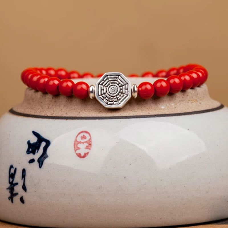 Bracelet Concentration Yin Yang Cinabre Corde 6mm