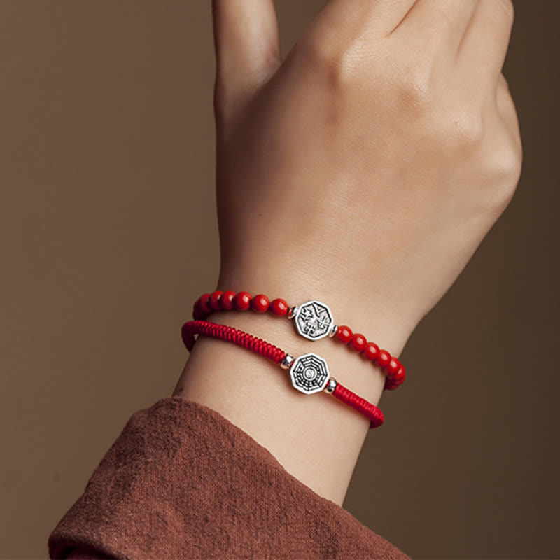Bracelet Concentration Yin Yang Cinabre Corde 6mm