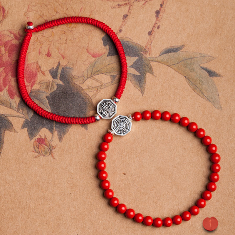 Bracelet Concentration Yin Yang Cinabre Corde 6mm