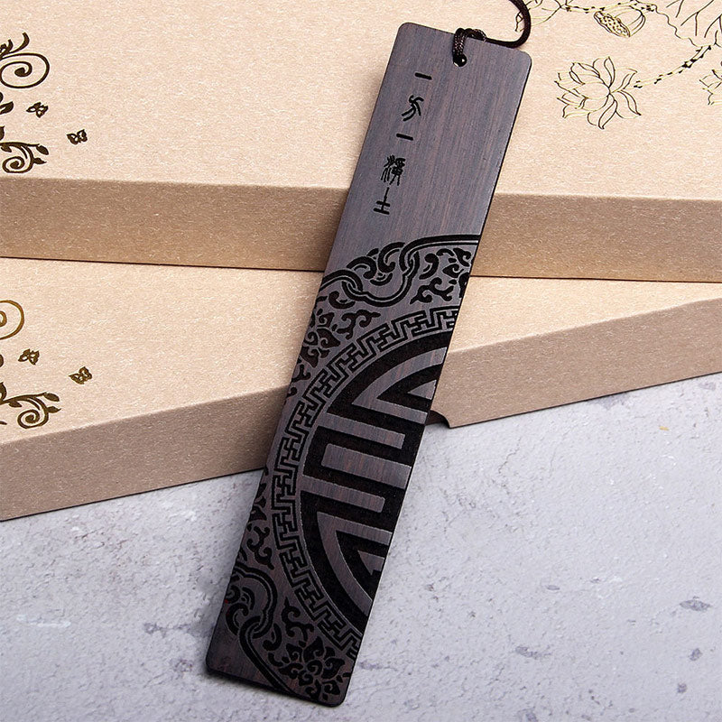 Marque-page zen en bois d'ébène | Coffret cadeau en bois de santal rouge
