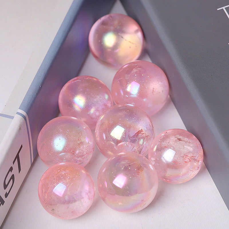 0.25kg Aura Rose Quartz Crystal Sphere 15mm Healing Orb